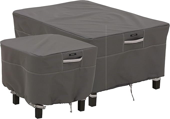 Classic Accessories Ravenna Water-Resistant 26 Inch Square Patio Ottoman/Table Cover, Outdoor Table Cover