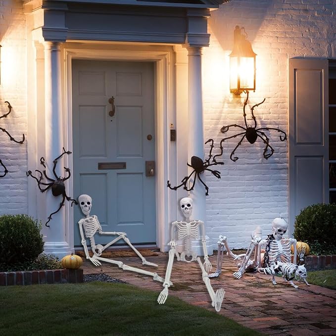 2 Pack 36in Posable Plastic Skeleton Halloween Decor - 3 ft Halloween Decor | Full Body Plastic Skeletons with Posable Joints, Perfect for Spooky Halloween Yard Patio Lawn Indoor Decor Party Photo Props