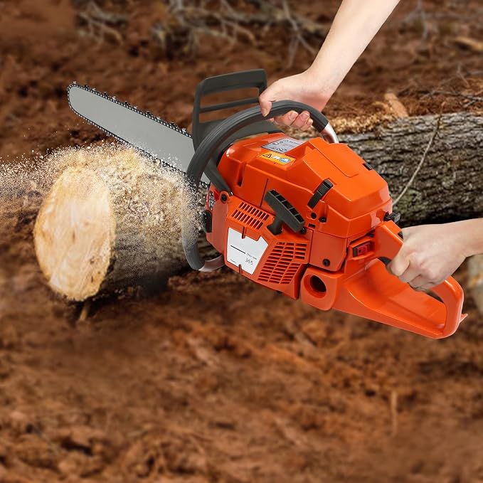 Bepritm 24 Inch 2-Stroke Gas Chainsaw, Gasoline Power Chain Saws with Handle&Fuel Tanks, Single Cylinder Chainsaws for Cutting Forest Trees Wood, Garden, Farm Cutting (65CC)