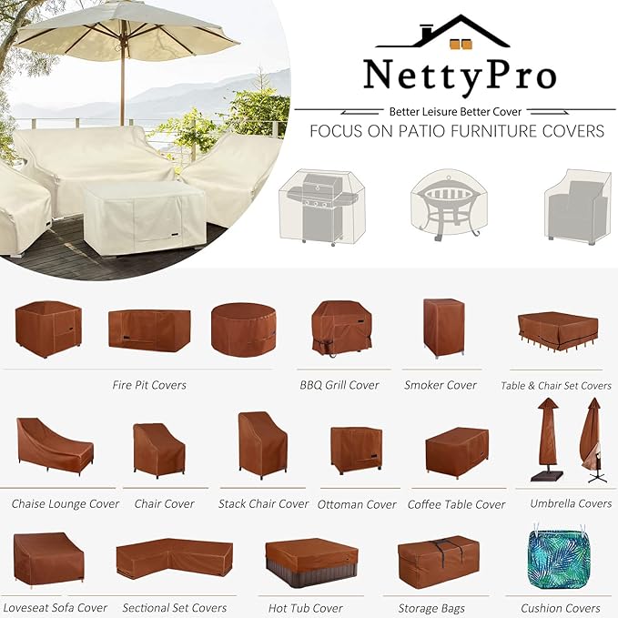 NettyPro Outdoor Coffee Table Cover Rectangular Waterproof Patio Furniture Cover Coffee Table Rectangle, 48 x 26 x 18 Inch, Brown