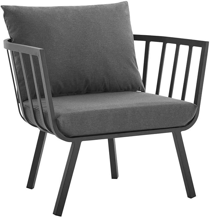 Modway Riverside 4 Piece Outdoor Patio Aluminum Set, 114 x 61.5 x 28, Gray Charcoal