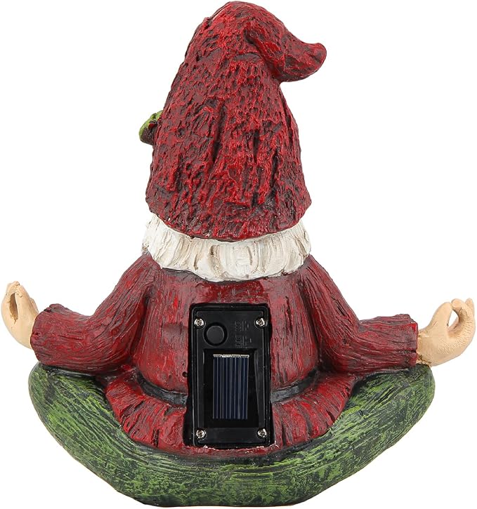 Smadeer Garden Yoga Gnome Statue, Outdoor Gnomes Figurine with Solar Lights, Knome in Yoga Pose for Garden Decor, Elf Sculptures and Statues for Patio Lawn Yard
