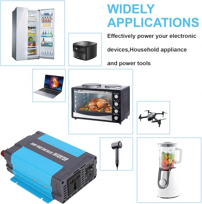 24V Pure Sine Wave Power Inverter 300W DC 24V to AC 120V with AC Outlets, 5V/1A USB Port for RV Car Emergency etc.