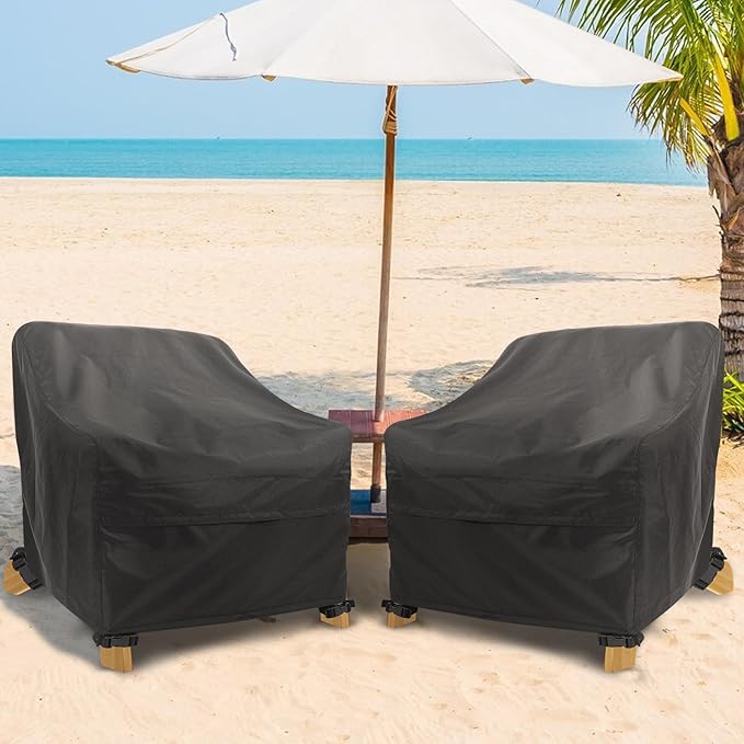 Adirondack Chair Covers 4 Pack - Waterproof Outdoor Chair Covers (32"L x 38"D x 36"H, Black) for Patio Furniture Non Fading