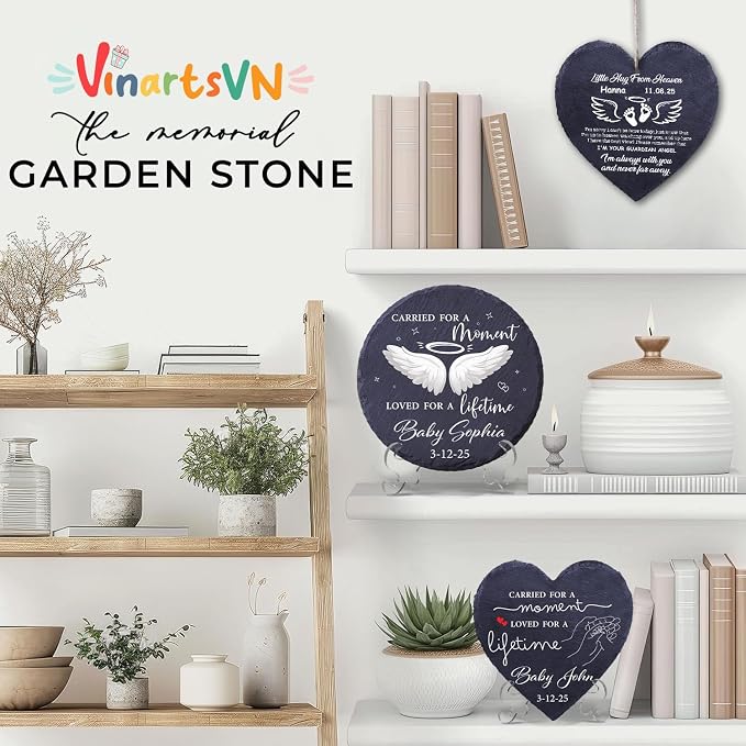 Personalized Miscarriage Garden Stone, Infant Loss Memorial Gift for Mother, Angel Baby Memorial Slate Plaque, Grieving Sympathy Gifts for Loss of Baby Remembrance Carried for a Moment