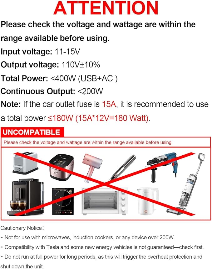 400W Car Power Inverter 12V to 110V AC|24W+65W USB C, Laptop Charger | 65w Fast Charger,2 AC Output,Aluminum alloy casing