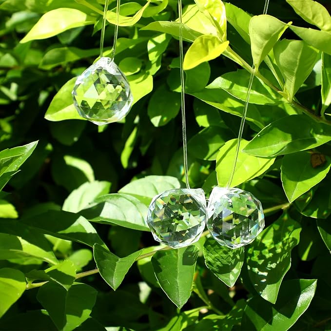 Didaey 30 Pack Crystal Ball 20 mm Prism Suncatcher Sun Catchers Hanging Crystals Prisms for Windows Gift Feng Shui (Clear)