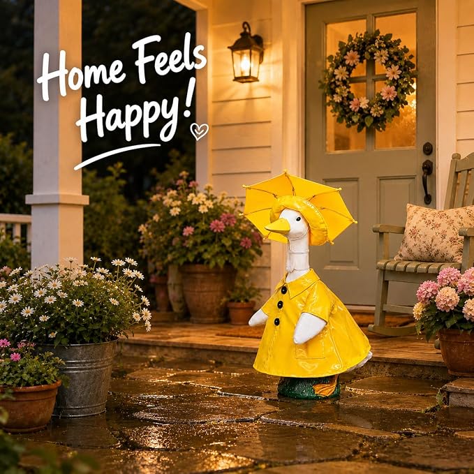 Porch Goose Outfits 23 Inch, Goose Clothes with Waterproof Raincoat & Umbrella | Easy-On Costume for Garden Statue Decor ViresSpire