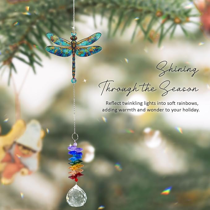 1 Layered Ornament Suncatcher - Dragonfly Gifts - Dragonflies Decor - Dragonfly Keepsake - Rainbow Maker - Hanging Home Decor - Christmas Birthday Gifts for Women, Men Friends, Sisters