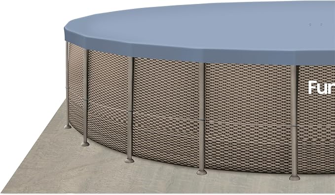 Funsicle Oasis Designer Above Ground Metal Frame Swimming Pool Set – with Sand Filter Pump, Ladder, Cover, Cloth & Maint. Kit, 24' x 52", Round, Double Rattan