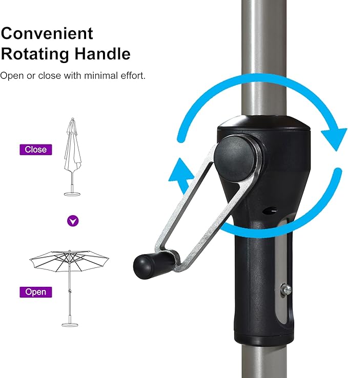 PURPLE LEAF 8' Round Patio Umbrella with Tilt Adjustment, Outdoor Table Umbrella Champagne Aluminum Frame, Market Umbrella Pool Umbrella for Deck Garden, Patio, or Poolside
