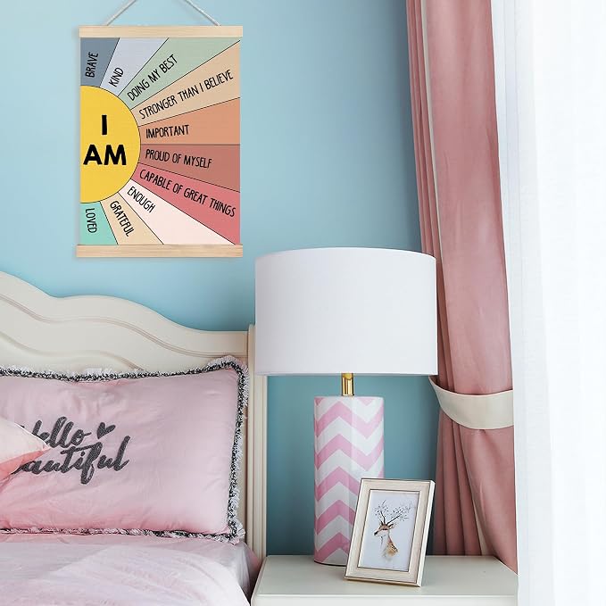 FDHSPAAM Mental Health Positive Affirmations Wall Art Decor, Therapy Office Decor, I Am Brave Motivational Wall Art Posters for Counselor Therapist Office Classroom Homeschool, 12x16 Inch