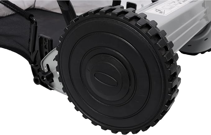 14 Inch 5-Blade Push Reel Lawn Mower with Grass Catcher Manual Eco-Friendly Gray Reel Mower Adjustable Height 0.6-1.8 Inches Lightweight 13.6 lbs Hand Push Mower for Residential Lawn Care
