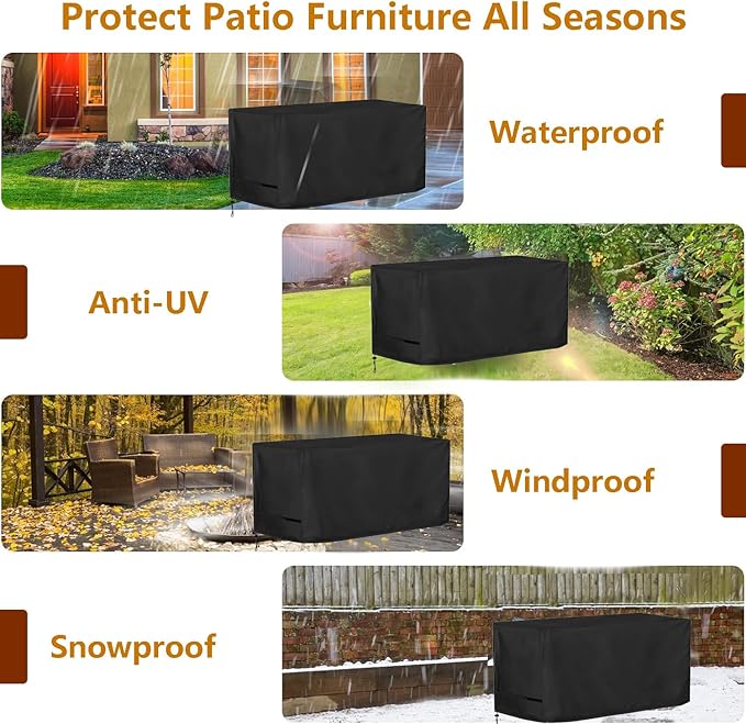 Oslimea Outdoor Dining Table Cover 60 inch Rectangle Patio Dining Table Covers Waterproof Furniture Covers, Windproof, UV Resistant and All Weather Resistant, 60 x 38 x 28 inch, Black