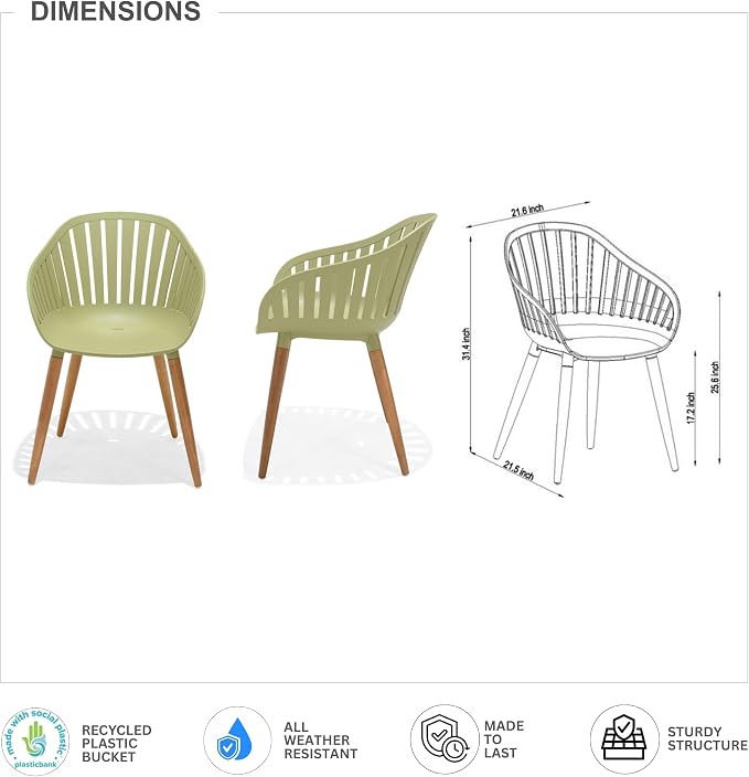 Urban Elements Lowa 5-Piece |Teak| Rectangular Patio Dining Set for 4 Ideal for Enjoy with Family and Friends