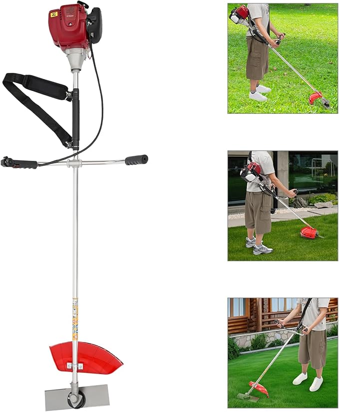 Brush Cutter, 4-Stroke 35.8CC 1050W Gas Lawn Edger Single Cylinder Air Cooled Weed Wacker Multifunction Weed Eater Aluminum Gas Powered Weed Trimmer Garden Trimmer w/0.24 Gal Fuel Tank Capacity