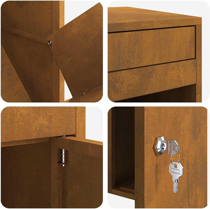Weathering Steel Parcel Drop Box, Large Secure Mailbox for Porch, Lockable Weatherproof Delivery Box for Packages, 40.55in Tall Outdoor Delivery Storage