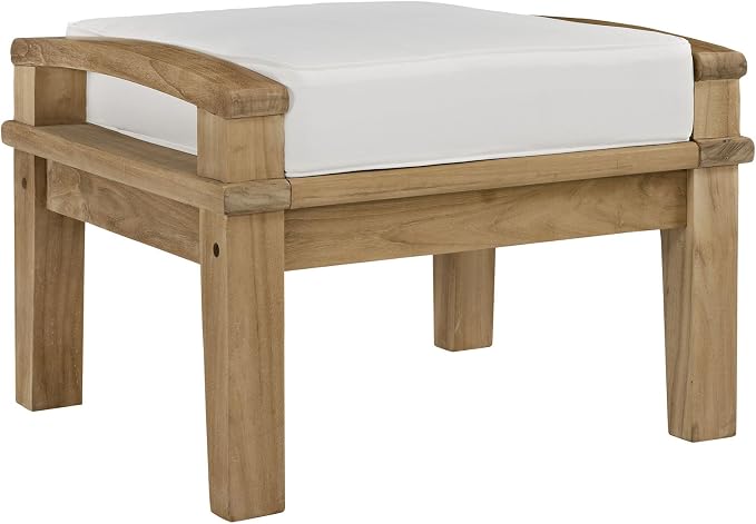 Modway Marina Premium Grade A Teak Wood 5-Piece Outdoor Patio Furniture Set in Natural White