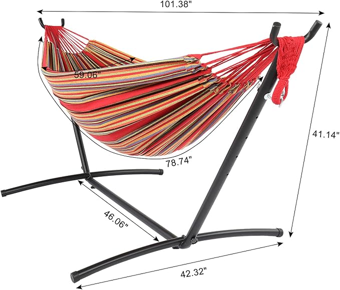 Camping Hammock with Stand, Portable Hammock with Stand, Outdoor Hammock Heavy Duty Hammock Bed 250lbs Capacity Travel Bed with Carrying Case for Backpacking, Travel, Beach, Backyard, Patio, Hiking