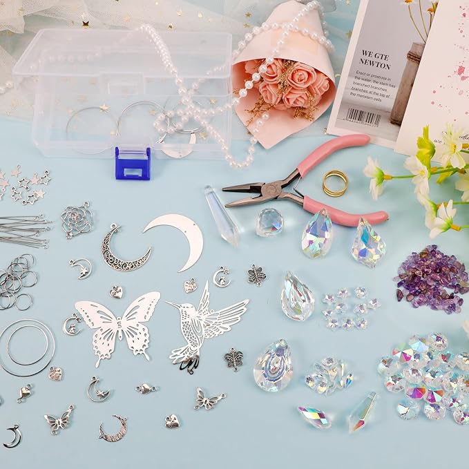 DIY Suncatchers Kit, 400pcs Sun Catchers Supplies Art and Crafts for Adults | Hanging Prism Sun Catcher with Crystals Rainbow Maker for Indoor Window Home Wedding Outdoor Garden Christmas Decor