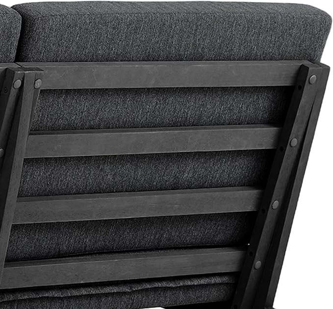 Outdoor Furniture Patio Couch, Weather Resistant 3-Seater Patio Sofa with Removable Cushion, Black Solid Wood Frame for Porch & Backyard Seating - Dark Gray