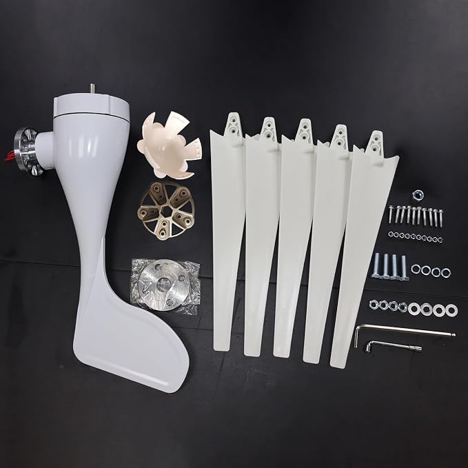 1200W Wind Power Generator, 12V/24V Wind Turbine Kit, 2.5M/s Start Wind-Mill Generator Kit with Charging Controller, DC27–54V, for Home, Farms, Factory, RV Boats, Warehouse, Camps White