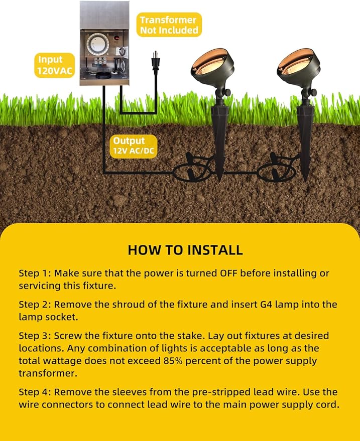 COLOER Die-cast Brass LED Landscape Flood Lights Outdoor 12-Pack with G4 Bulb, 3W 12-15 Volt Low Voltage Wall Wash Lighting, Outdoor Floodlight for Illuminating Signs, Walls and Plant Material(501B)