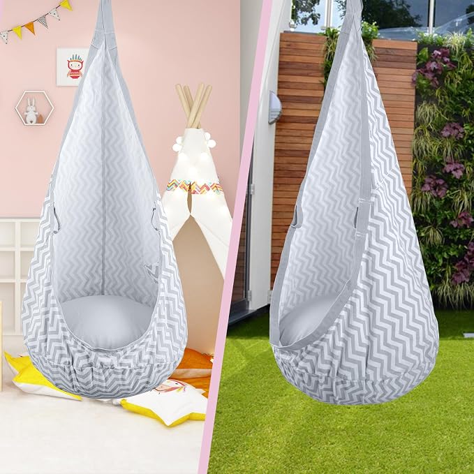 YAERSI Kids Pod Swing Seat, Hammock Chair with PVC Inflatable Cushion,Sensory Swing for Indoor and Outdoor Play Portable