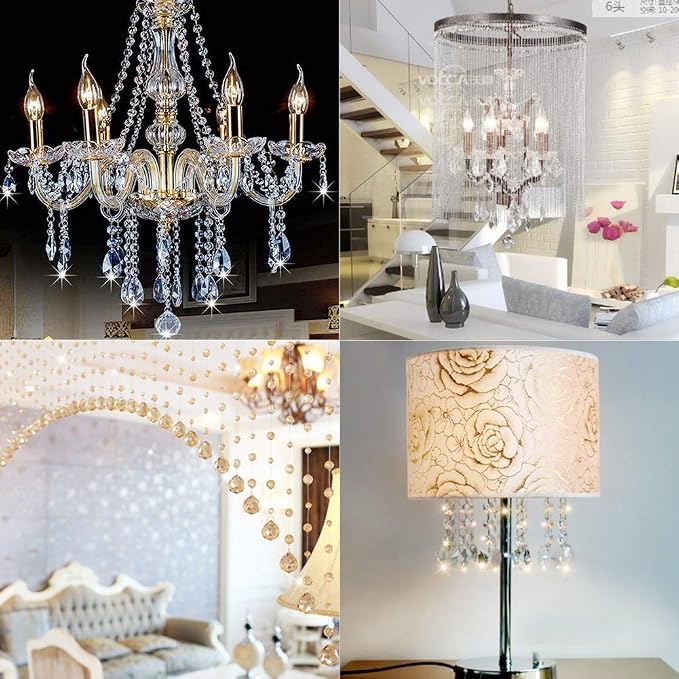 12 Pcs Clear Crystal Prism Chandelier Pendants Suncatcher Decor | Clear Crystal Chandelier Lamp Prism Pendants Drops Glass Balls Replacement Parts Suncatcher Hanging Ornaments for Home Decor