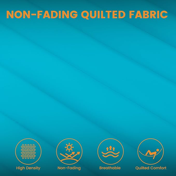 Lazy Daze Hammocks 12 FT Double Quilted Fabric Hammock with Spreader Bar and Detachable Pillow, 2 Person Hammock for Outdoor Outside Patio Garden Yard Pool Beach, 450lbs Weight Capacity (Blue)