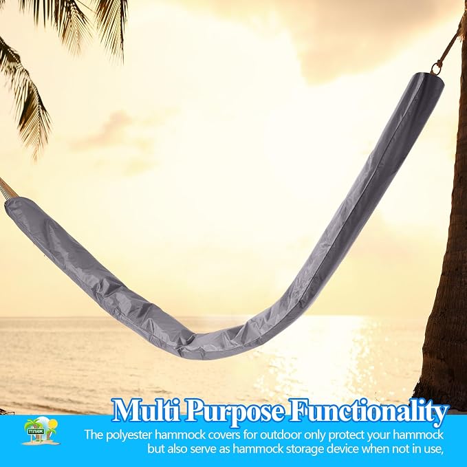 2 Pcs Hammock Cover Sleeve Waterproof 12 ft Lightweight and Compact Camping Storage Protector Fits Most Hammock for Outdoor Hiking Camping, Grey