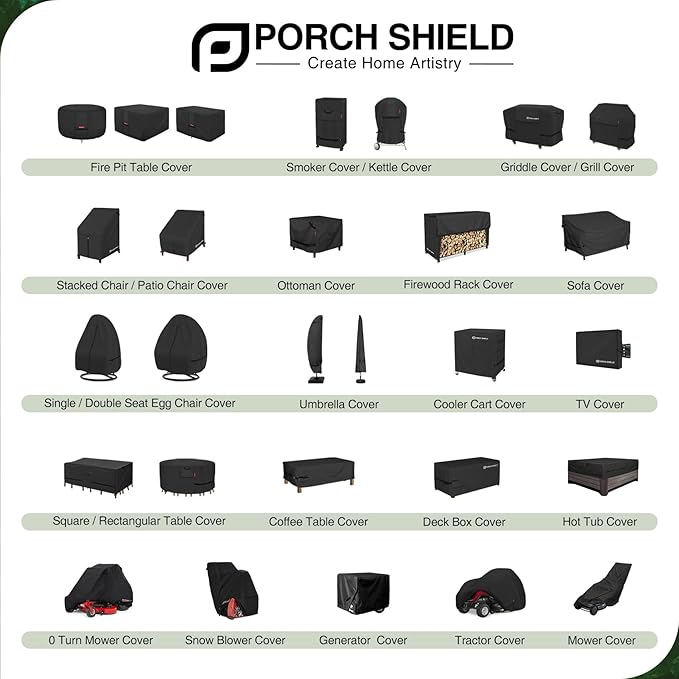 Porch Shield Patio 3-Seater Sofa Cover - Waterproof Outdoor Couch Deep Seat Sofa Cover 86W x 38D x 35H inch, Black