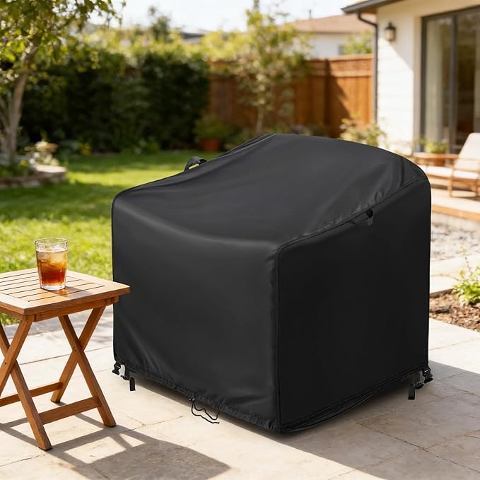 Kasla Patio Chair Cover, Waterproof Heavy Duty Cover for Outdoor Egg Rocking Chair & Papasan Rocking Chair & Rattan Wicker Chair (Black, 42"L×42"W×34"H, 2 Pack)
