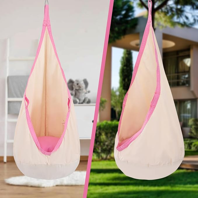 YAERSI Kids Pod Swing Seat Cotton Child Hammock Chair with PVC Inflatable Cushion for Indoor and Outdoor Use Portable