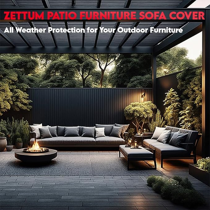 Zettum Patio Sofa Cover 80 Inch - 600D Outdoor Couch Cover Furniture Cover Waterproof & Heavy Duty, Large 3-Seater Bench Cover for Outside Sofa, Loveseat, Couch, Glider and Bench - 80 x 36 x 33 Inch