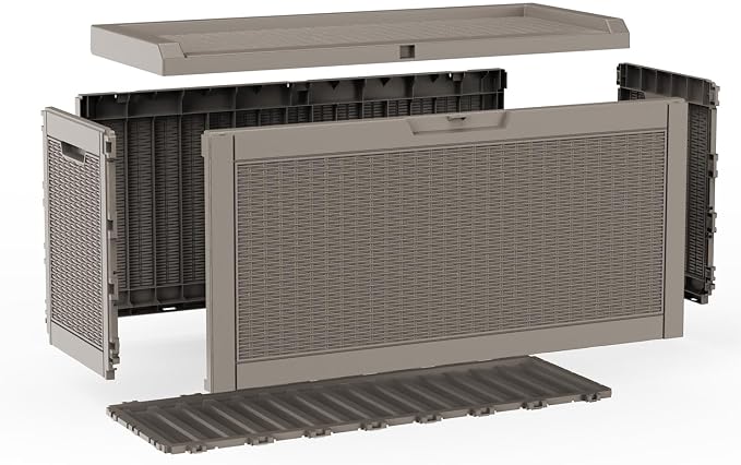 AmaVins Outdoor Storage Box, 60 Gallon Deck Box Indoor and Outdoor Use, Waterproof Resin Storage Bin for Package Delivery, Patio Cushions, Gardening Tools, Lockable, UV Resistant, Black