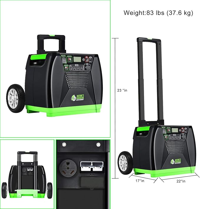 Nature's Generator Elite Platinum - WE System:3600W Solar & Wind Powered Pure Sine Wave Off-Grid Nature's Generator Elite+1200W Power Pod+4pcs 100W Solar Panel+ Wind Turbine