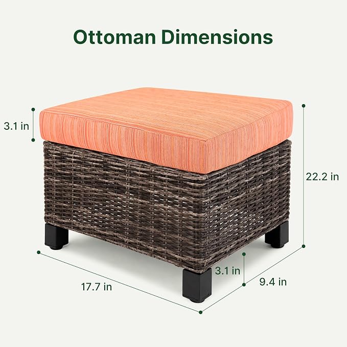 Wicker Patio Conversation Set, Outdoor Patio Furniture Set with Deep Seating, Wide Armrests & Thick Cushions, All-Weather Outdoor Furniture Set for Patio, Porch, Deck & Backyard