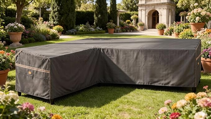 Heavy Duty Waterproof Outdoor L-Shaped Sectional Sofa Cover UV Resistant Patio Furniture Covers for Left Facing 83" L/104 R W X 33" D x 31" H Dark Grey