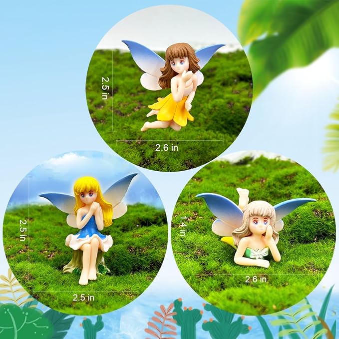 Suartus Miniature Fairy Figurines - 4Pcs Flower Small Fairies Ornaments Resin Mini Fairy Figurines Tiny Elf for DIY Fairy Garden Flower Pot Bonsai Micro Landscapes Craft Decoration Accessories