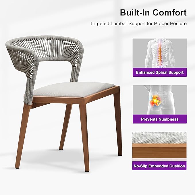 PURPLE LEAF 5 Pieces Oversize Round Patio Dining Set Outdoor Furniture with Rattan Chairs for Lawn Garden Backyard Aluminum Table Sets Deep Teak Outdoor Set