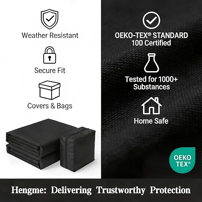 5 Piece Bar Height Patio Dining Set Covers, Outdoor Waterproof Square Wicker Bar Table & Chair Sets Cover for Square Table and 4 Chairs - 59"L x 59"W x 38"H