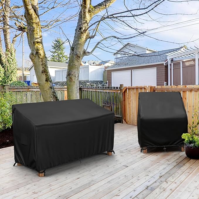 MR.COVER 3-Seater Outdoor Couch Cover Waterproof, Patio Furniture Cover for Sofa, Heavy Duty Outdoor Sofa Covers, Polyester & Double-Stitched Seams, Fits up to 81" W x 42" D x 35" H, Classic Black