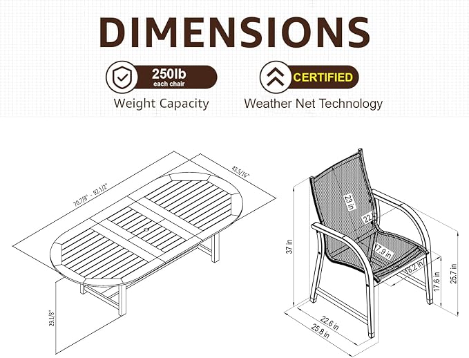Amazonia Bahamas 9-Piece Patio Square Dining Table Set | Eucalyptus Wood | Ideal for Outdoors and Indoors
