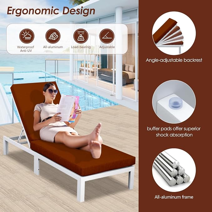 RADIATA 6 Person Modern Aluminum Outdoor Patio Furniture Set with Chaise & Firepit Table, 29 inch Wide Deep Seat, All Weather Modular Sectional Couch, Oversized Conversation Set for Garden Deck, Red