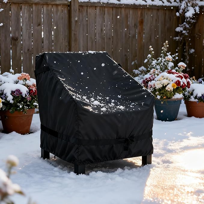 LBTING Outdoor Chair Covers 2-Pack, Patio Swivel Chair Covers 36W x 37D x 36H Inches, 420D Oxford Waterproof Windproof Dust-proof UV-Resistant Furniture Cover - Black