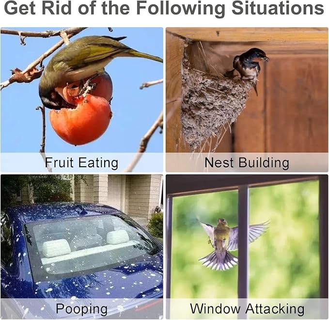 5 Pack Hanging Outdoors Reflective Scarer Away Owl Device to Keep Animals Pigeon Woodpecker Away from Patio Garden