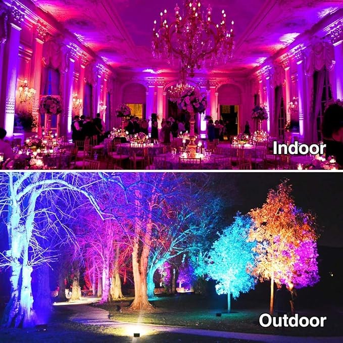 MELPO 30W Led Flood Light Outdoor 300W Equivalent, Color Changing RGB Lights with Remote, 120 RGB Colors, Warm White 2700K, Timing, Custom Mode, Uplight Landscape Lights,IP66 US 3-Plug (2 Pack)
