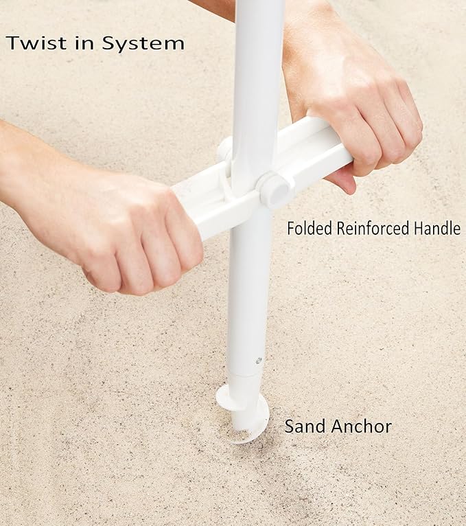 6.5 ft Outdoor Beach Umbrella with Tilt, Sand Anchor, Telescoping Pole UV Protection UPF 50+ (6.5ft, Palm Tree)