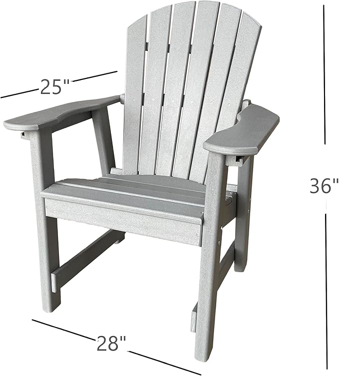 Phat Tommy 2 Chair Dining Table Set - Poly Outdoor Furniture - Small Patio Dining Set for Apartment Balcony Furniture, Recycled Poly Lumber Chairs and Table, Grey